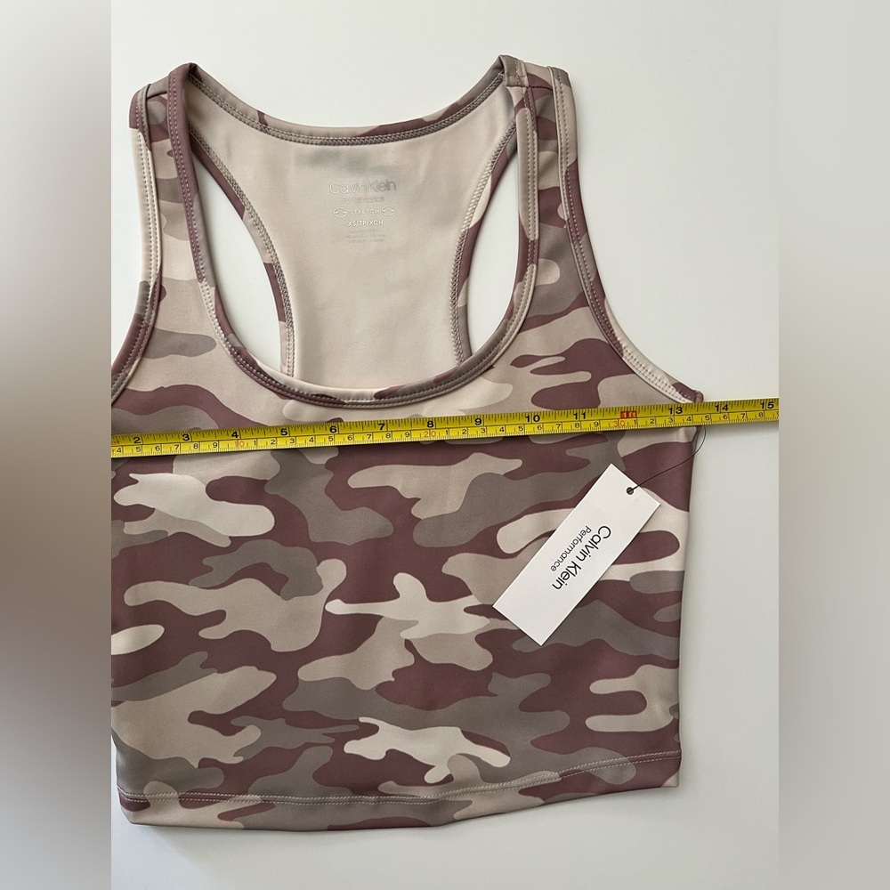 Calvin Klein Performance | NWT Camo Print Scoop Neck Crop Top - Picture 8 of 9